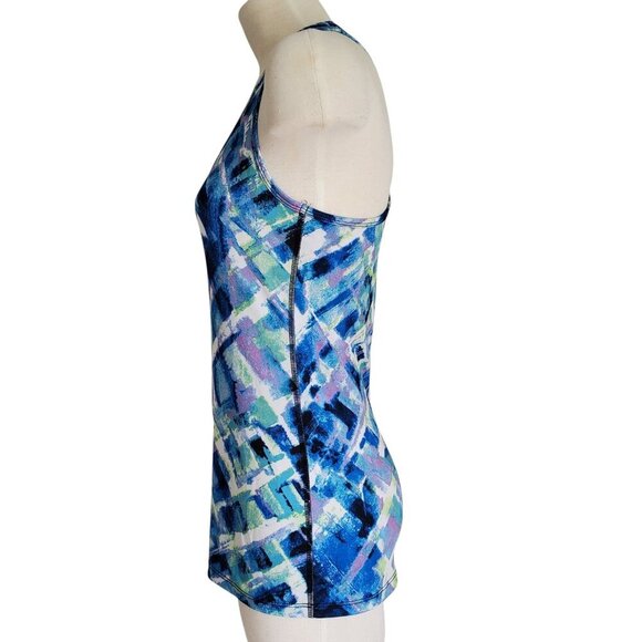 90 Degree by Reflex Racerback Athletic Longline Tank Top Multi Print Size M - Picture 3 of 13
